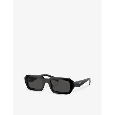 Prada Mens Black Pr A12s Irregular-frame Acetate Sunglasses In Black