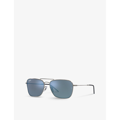 Ray Ban Womens Grey Rbr0102s Caravan Reverse Square-frame Metal Sunglasses In Grey