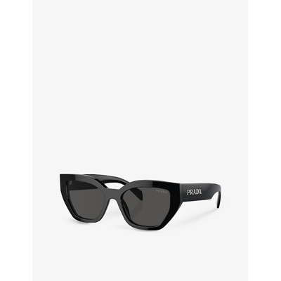 Prada Womens Black Pr A09s Butterfly-frame Acetate Sunglasses In Black