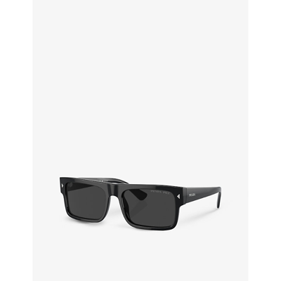Prada Womens Black Pr A10s Rectangle-frame Acetate Sunglasses In Black