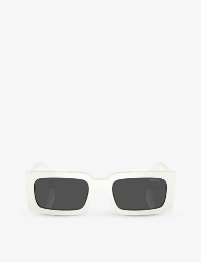 Prada Mens White Pr A07s Pillow-frame Acetate Sunglasses In White
