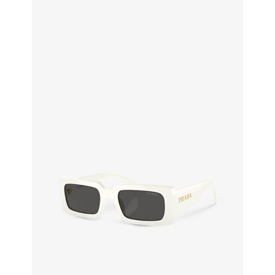 Prada Mens White Pr A07s Pillow-frame Acetate Sunglasses In White