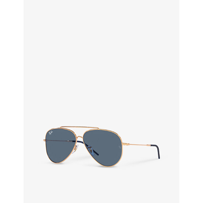 Ray Ban Ray-ban Womens Gold Rbr0101s Aviator Reverse Metal Sunglasses In Gold