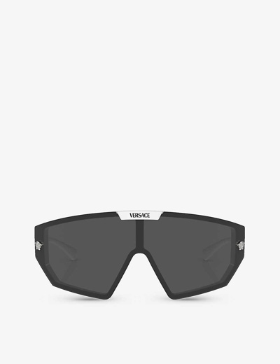 Shop Versace Women's White Ve4461 Irregular-frame Acetate Sunglasses