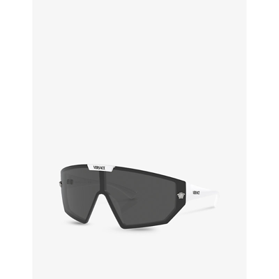 Shop Versace Women's White Ve4461 Irregular-frame Acetate Sunglasses