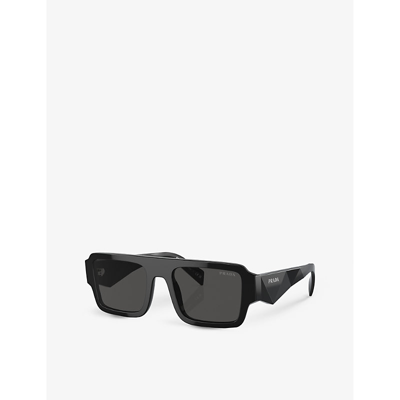 Shop Prada Mens Black Pr A05s Rectangle-frame Acetate Sunglasses