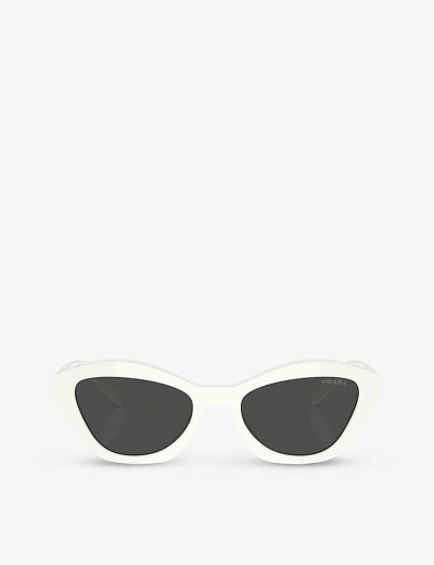 Shop Prada Women's White Pr A02s Butterfly-shape Acetate Sunglasses