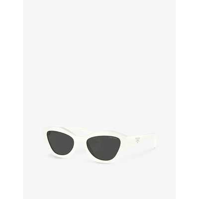 Shop Prada Women's White Pr A02s Butterfly-shape Acetate Sunglasses