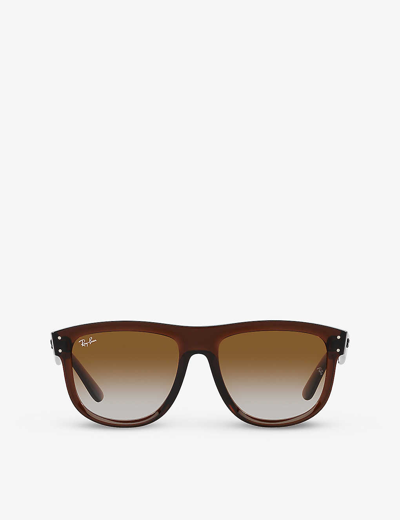 Ray Ban Boyfriend Reverse Sunglasses Transparent Brown Frame Brown Lenses 56-18 In Brown