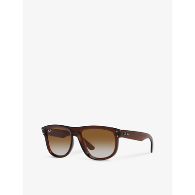 Shop Ray Ban Ray-ban Women's Brown Rbr0501s Boyfriend Reverse Square-frame Injected Sunglasses