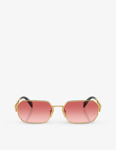 Shop Prada Women's Gold Pr A51s Irregular-frame Metal Sunglasses