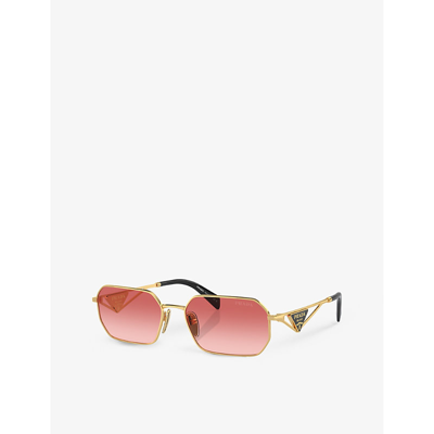 Shop Prada Women's Gold Pr A51s Irregular-frame Metal Sunglasses