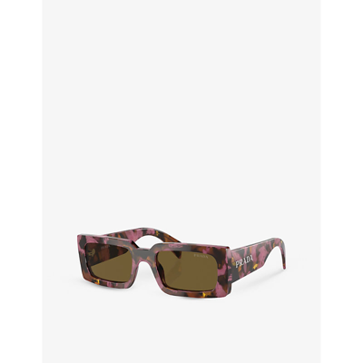 Shop Prada Men's Purple Pr A07s Pillow-frame Tortoiseshell Acetate Sunglasses