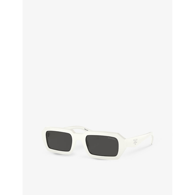 Shop Prada Men's White Pr A12s Irregular-frame Acetate Sunglasses