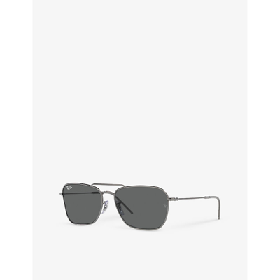 Shop Ray Ban Ray-ban Women's Grey Rbr0102s Caravan Reverse Square-frame Gunmetal Sunglasses