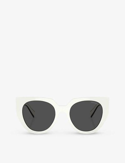 Shop Prada Women's White Pr 14ws Cat-eye Acetate Sunglasses
