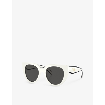 Shop Prada Women's White Pr 14ws Cat-eye Acetate Sunglasses
