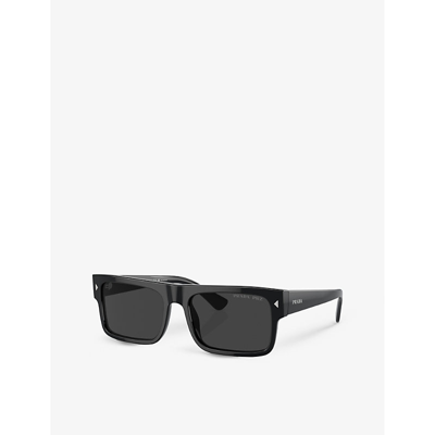 Prada Womens Black Pr A10s Rectangle-frame Acetate Sunglasses In Black