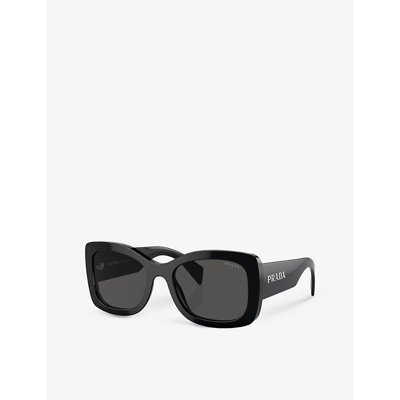 Prada Womens Black Pr A08s Oval-frame Acetate Sunglasses In Black