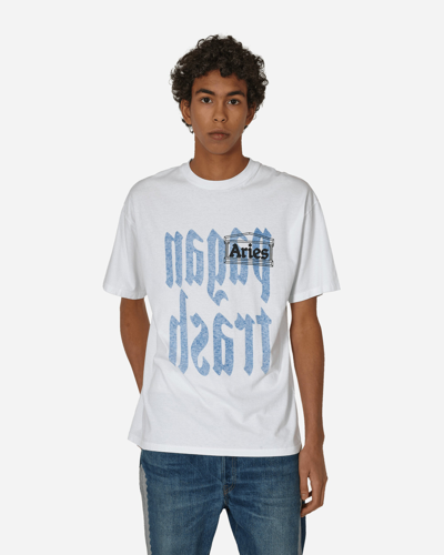 Shop Aries Pagan Trash Reverse T-shirt In White