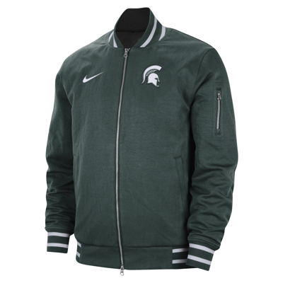 Shop Nike Michigan State  Men's College Bomber Jacket In Green