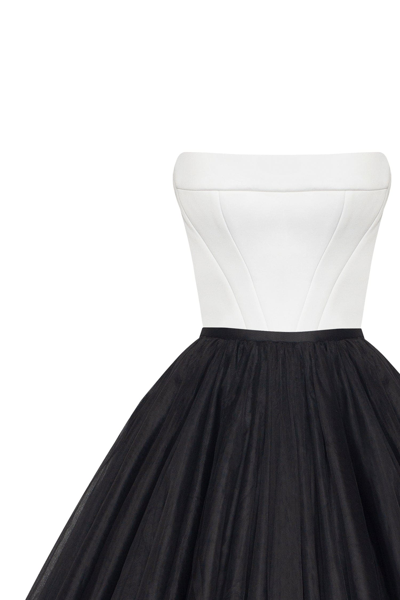 Shop Milla B&w Tulle Evening Co-ord Set With Long Gloves, Xo Xo In Black