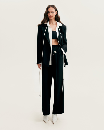 Milla Panache Black Single-breasted Blazer, Xo Xo In Black
