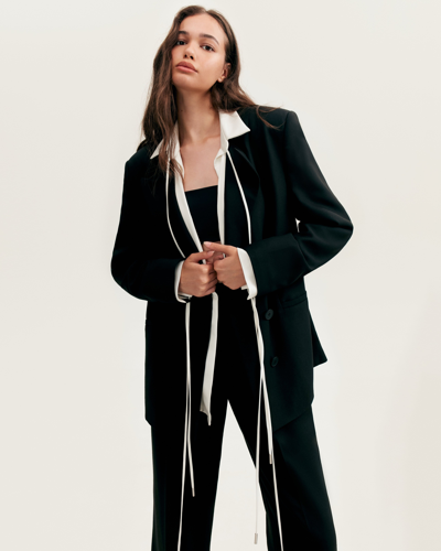 Milla Panache Black Single-breasted Blazer, Xo Xo In Black