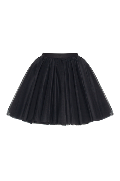 Milla Gathered Organza Mini Skirt In Black, Xo Xo In Black