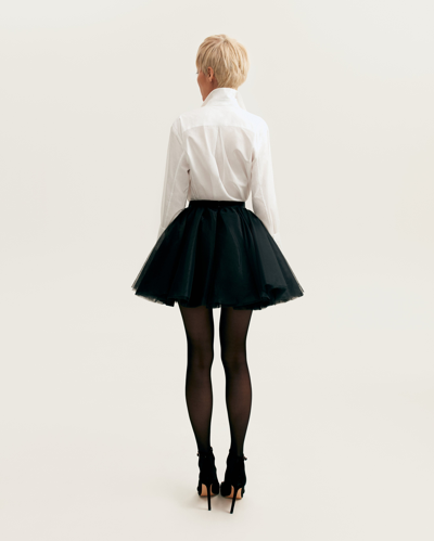 Milla Gathered Organza Mini Skirt In Black, Xo Xo In Black