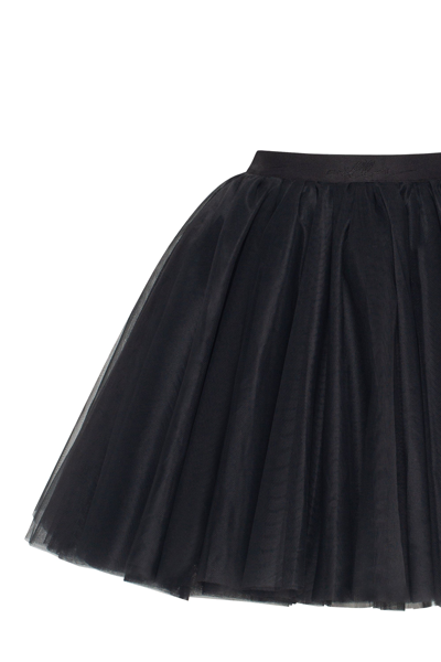 Milla Gathered Organza Mini Skirt In Black, Xo Xo In Black