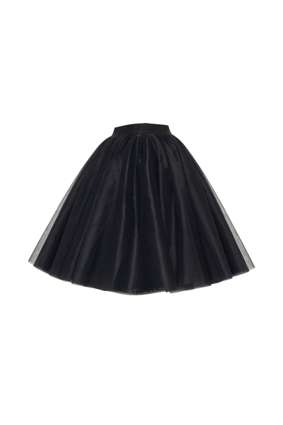 Milla Gathered Organza Mini Skirt In Black, Xo Xo In Black