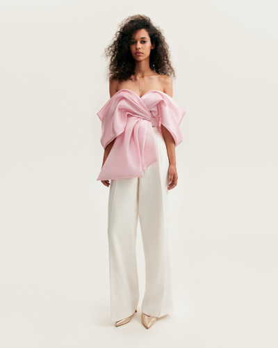 MILLA PINK ORGANZA OFF-SHOULDER BLOUSE WITH MERINGUE FLOUNCES, XO XO 