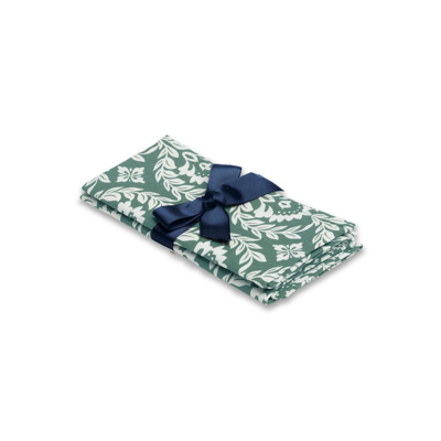 Shop La Doublej Large Napkins Set Of 2 (45x45) In Green Garland