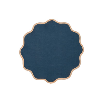 La Doublej Cloud Linen Placemats (set Of Two) In Rainbow Navy