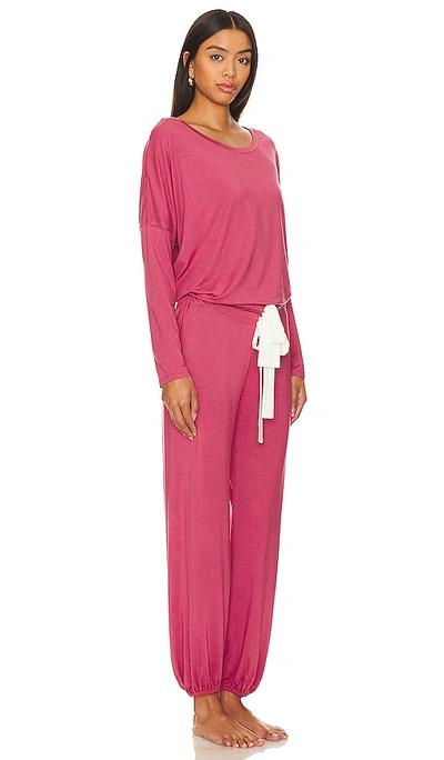 Shop Eberjey Gisele Slouchy Set In Raspberry & Ivory