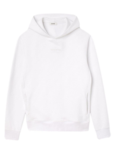 Shop Sandro Men's Hooded Sweatshirt With Rubber Logo In White