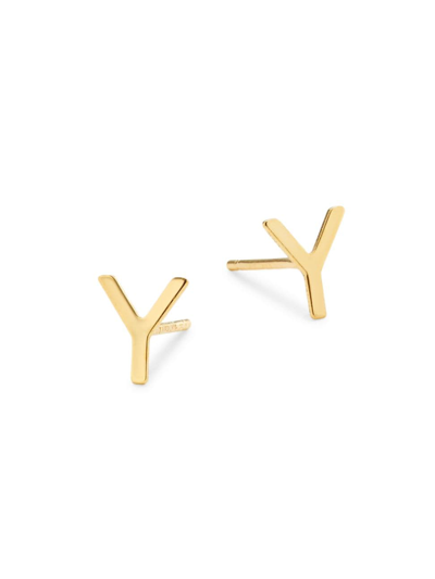Shop Saks Fifth Avenue Women's 14k Yellow Gold Initial Stud Earrings In Initial Y