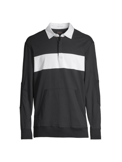 Shop Good Man Brand Men's Striped Relaxed-fit Polo Shirt In Black
