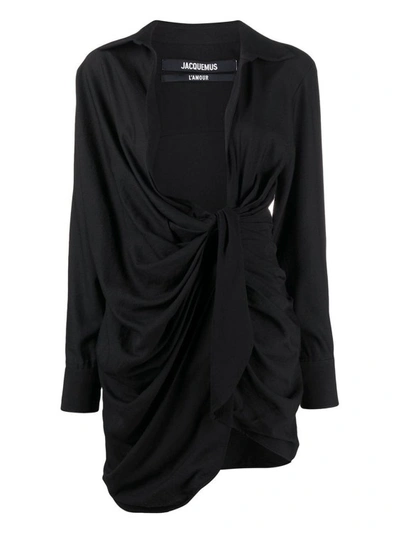 Shop Jacquemus Bahia Sash Dress In Black