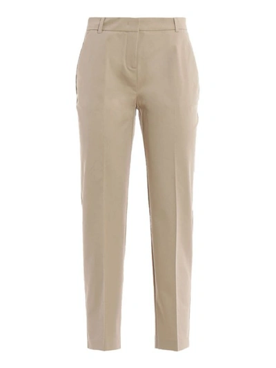 Shop Pinko Beige Cotton Trousers In Neutrals