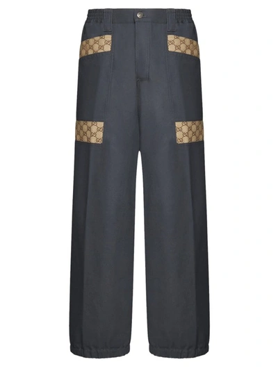 Shop Gucci Cotton Gg Cargo Pants In Grey
