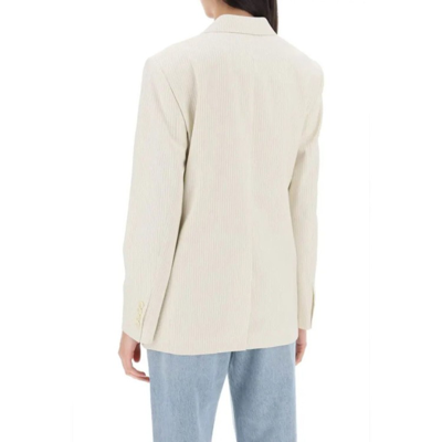 Shop Celine Double-breasted Jacket In Neutrals