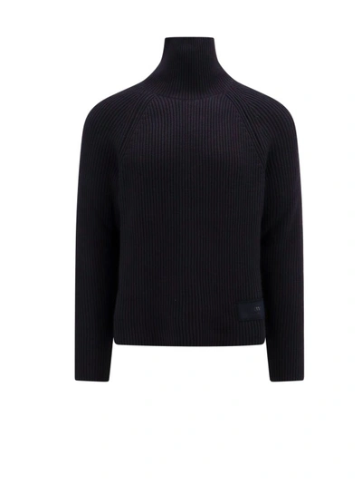 Shop Ami Alexandre Mattiussi Ribbed Wool And Cotton Sweater In Black