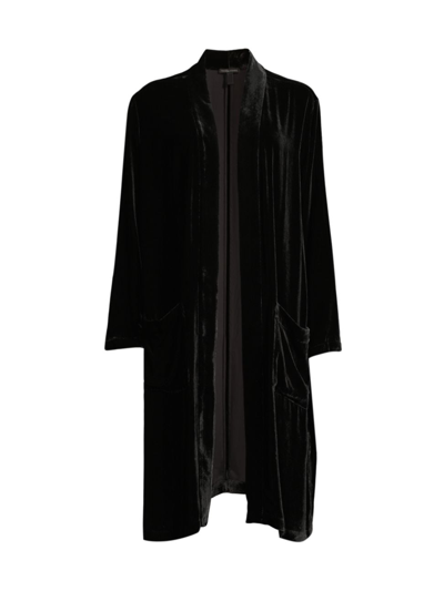 Shop Eileen Fisher Women's High-collar Long Jacket In Black