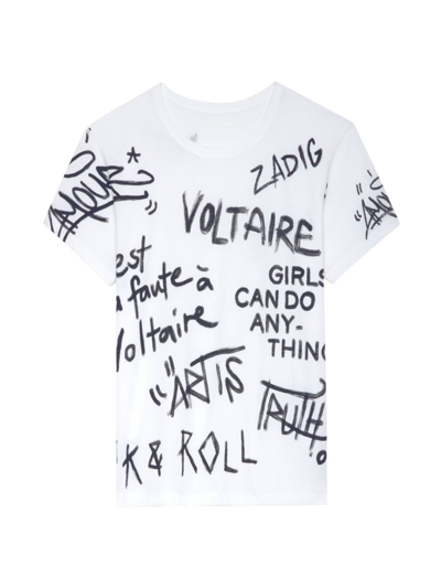Shop Zadig & Voltaire Women's Marta Manifesto-print T-shirt In Blanc