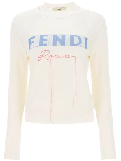 Shop Fendi Cashmere Pullover In White
