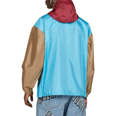 Shop Gucci Hooded Lightweight Jacket In Blue