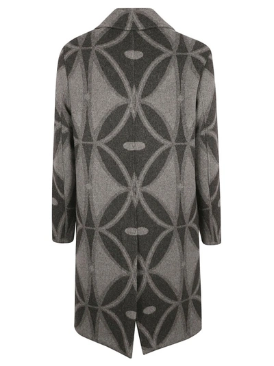 Shop Etro Geometric-jacquard Wool Coat In Grey