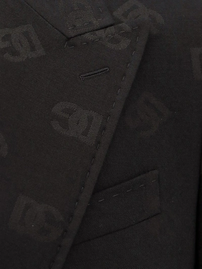 Shop Dolce & Gabbana Virgin Wool Blend Blazer With All-over Monogram In Black